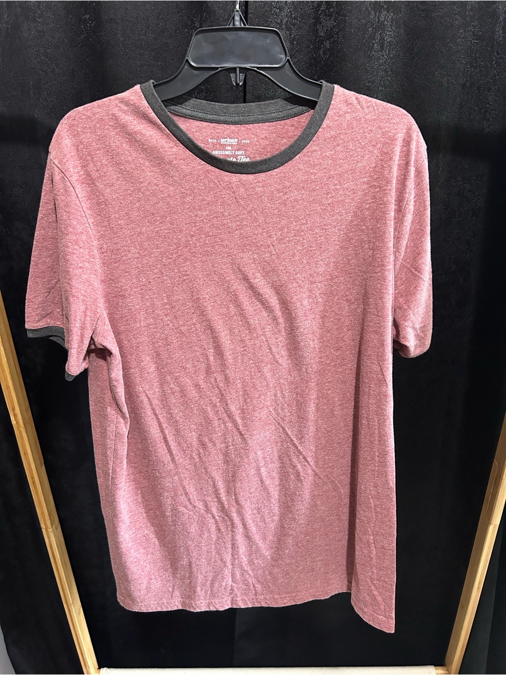 urban pipeline Heather Red Ringer Short Sleeve Tee with Charcoal Trim